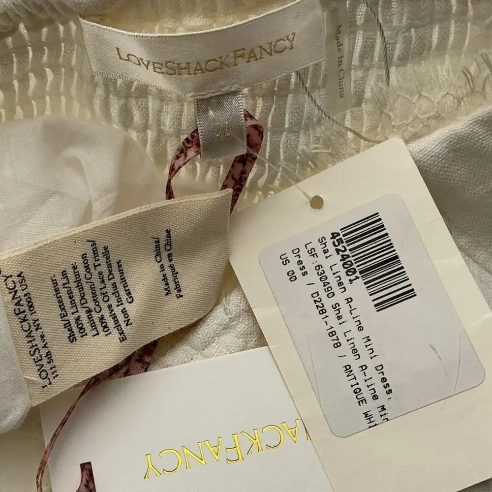 Loveshackfancy A-Line Cream Shai Dress Size 00 NWT - Picture 4 of 4